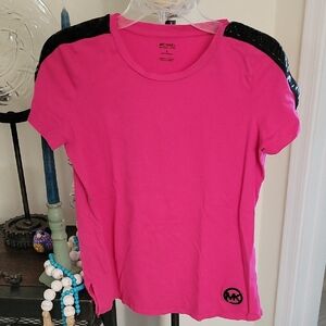 Michael Kors Pink and Black Short Sleeve Tee